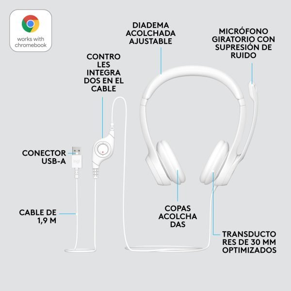 audífonos logitech h390 white