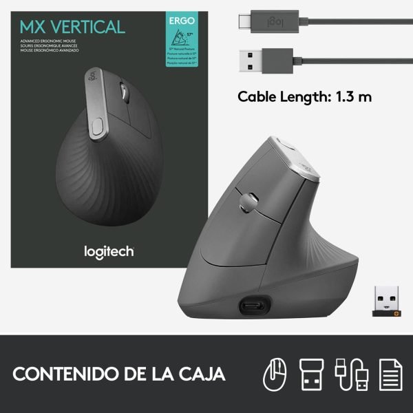 mouse ergonómico logitech mx vertical caja