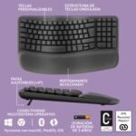 teclado ergonómico logitech wave keys inalámbrico black