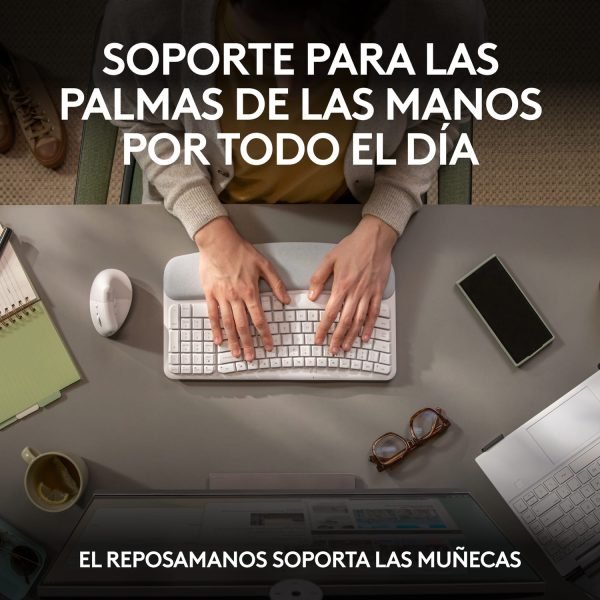 teclado ergonómico logitech wave keys inalámbrico white
