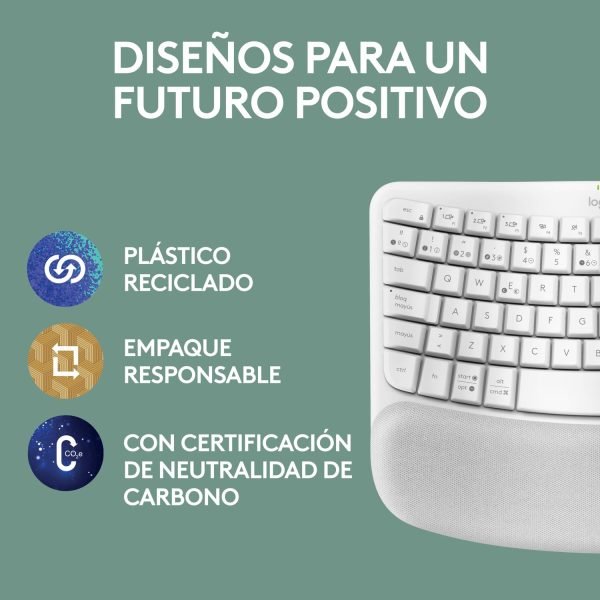 teclado ergonómico logitech wave keys inalámbrico white