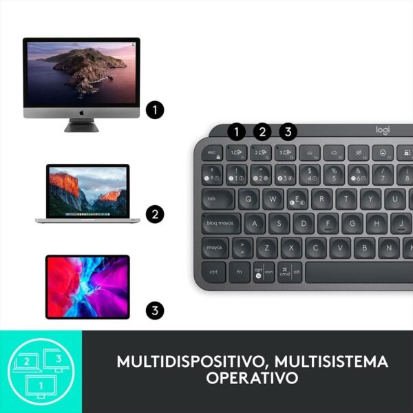 Teclado Logitech Mx Keys Mini Inalámbrico Español Grafito - Imagen 8
