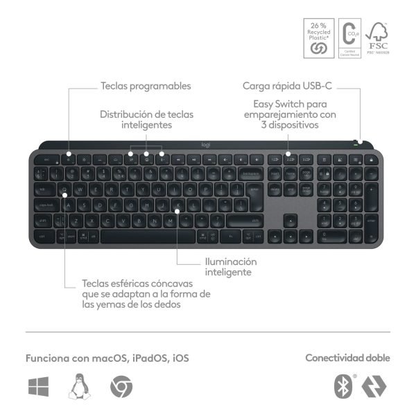 teclado logitech mx keys s inalámbrico