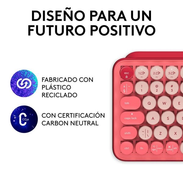 teclado mecánico logitech pop keys rosado