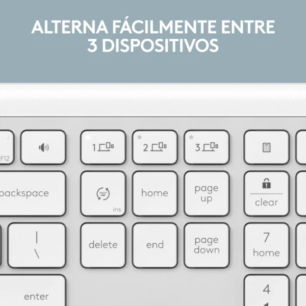 Teclado Inalámbrico Logitech Signature Slim K950 Blanco en Español - Imagen 6