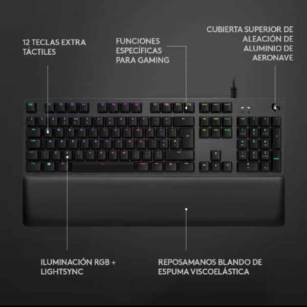 Teclado Mecánico Logitech G513 Carbón tkl