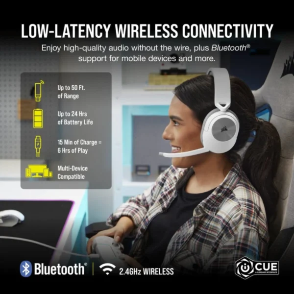 Audifonos Corsair HS55 Wireless Blanco Gaming