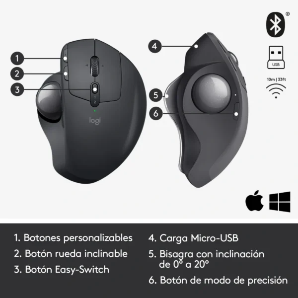 Mouse Ergonómico Logitech MX ERGO Trackball (2)