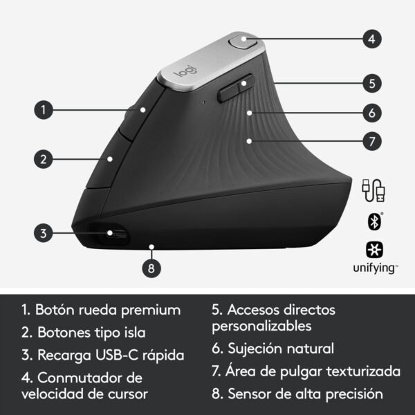 Mouse Logitech MX Vertical Ergonómico - Imagen 4