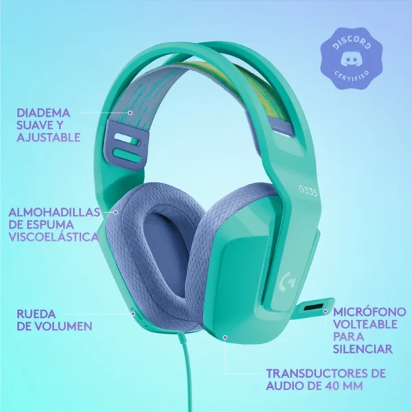 Audífono para Juegos Logitech G335 Mint (4)