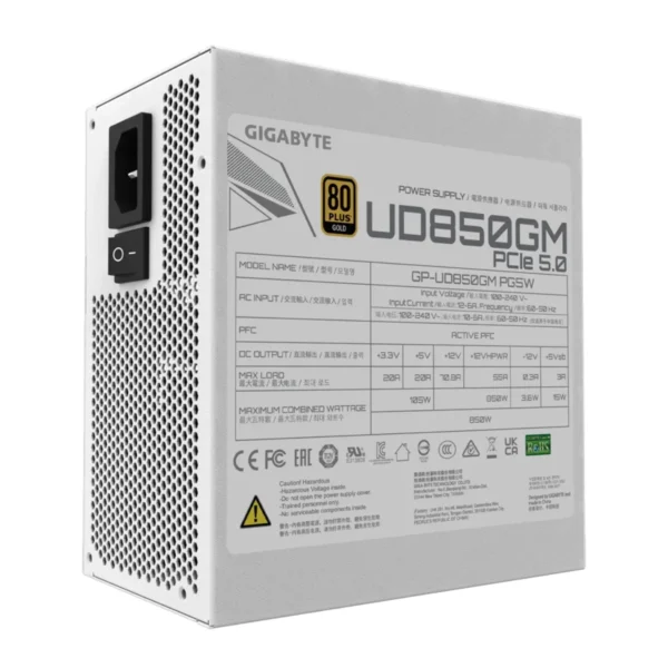 Fuente Gigabyte 850W 80 Plus Gold White Edition PCIe 5.0 Full Modular (4)