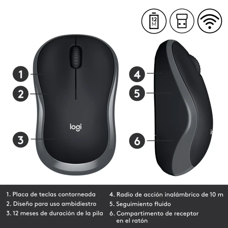 Logitech M185 Inalámbrico Gris (4)