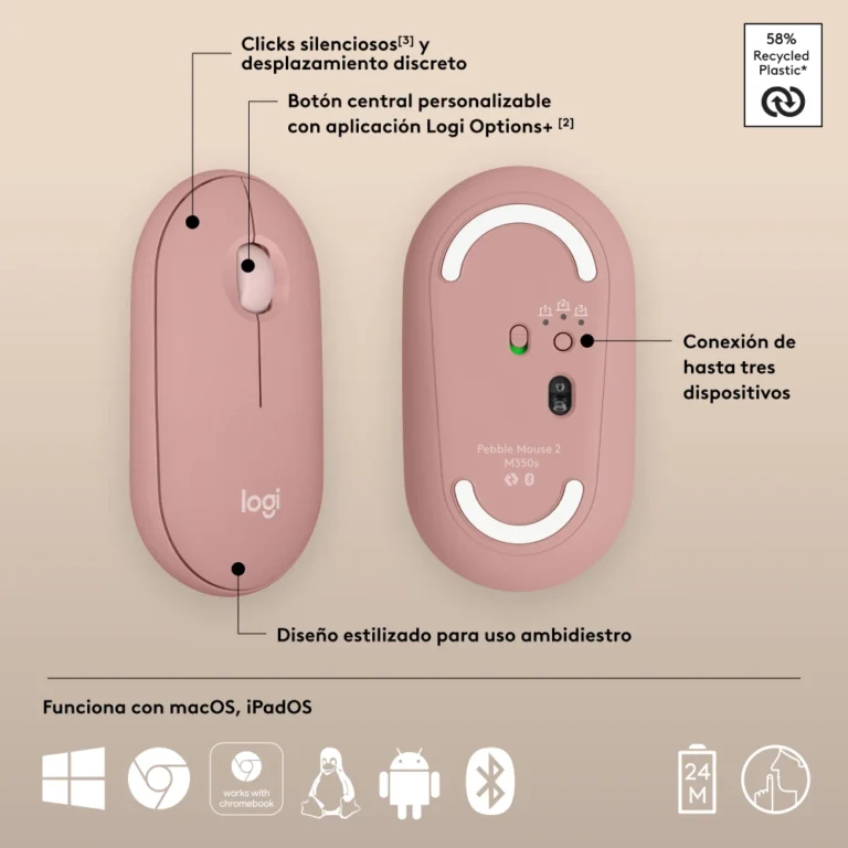 Logitech Pebble 2 M350s Rosa (6)