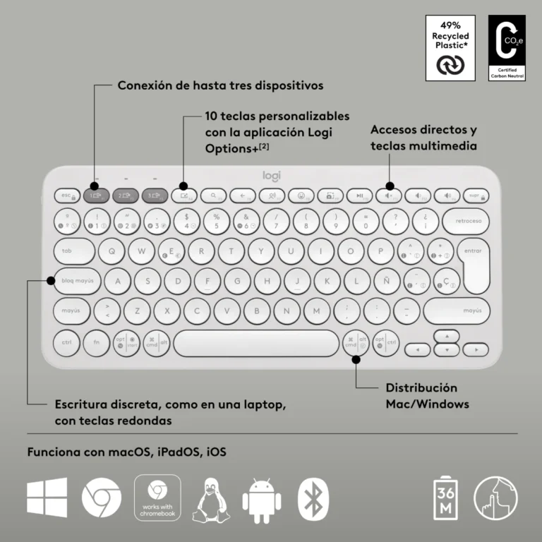 Teclado-Bluetooth-Multidispositivo-Logitech-Pebble-Keys-2-K380s-Blanco