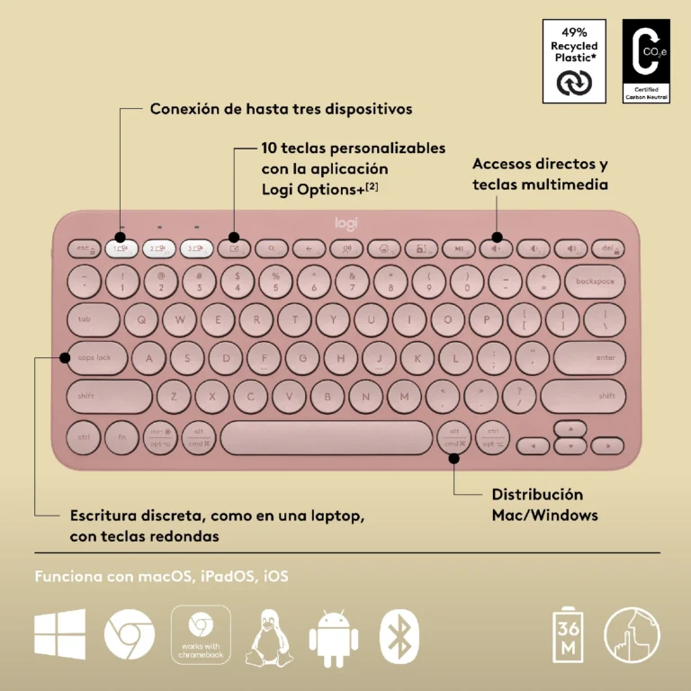 Teclado-Inalambrico-Logitech-Pebble-Keys-2-K380s-Rosa