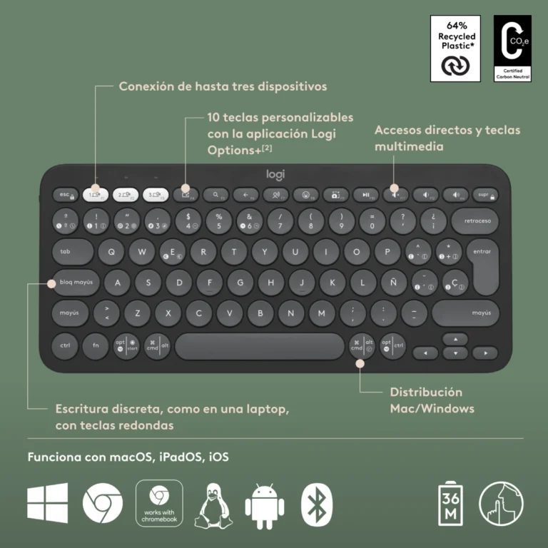 Teclado-Multidispositivo-Logitech-Pebble-2-K380s-Grafito
