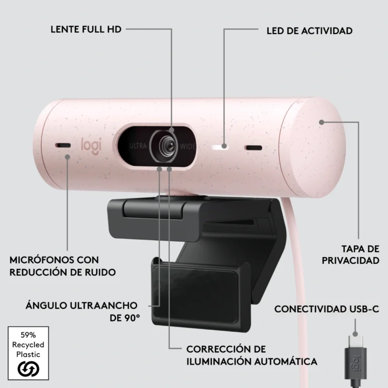 Webcam-Logitech-Brio-500-Full-HD-1080p-Rosa-USB-C